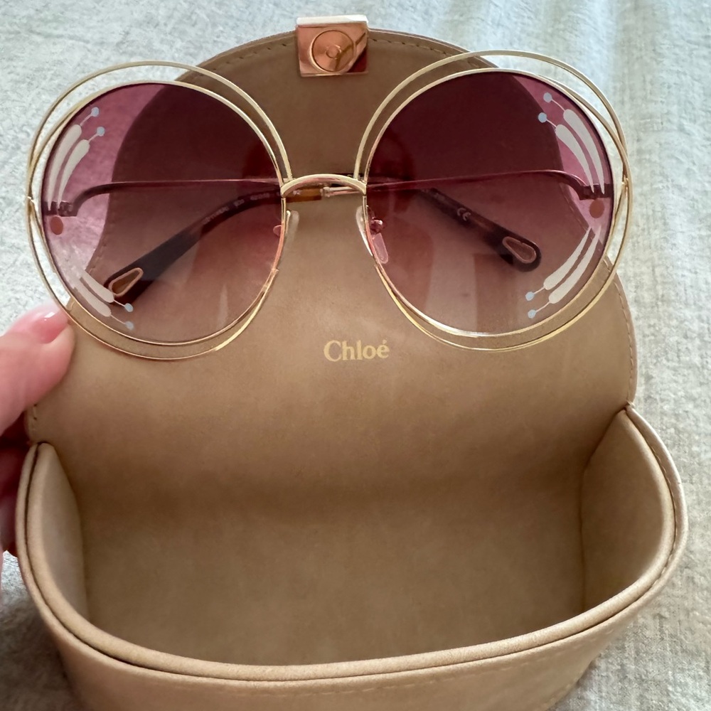 Chloe Gold Sunglasses with Rose Lenses